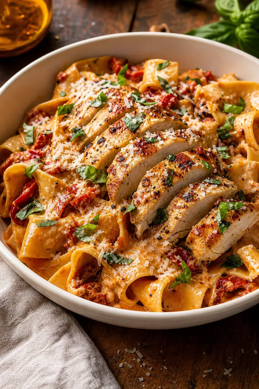 marry me chicken served over pasta