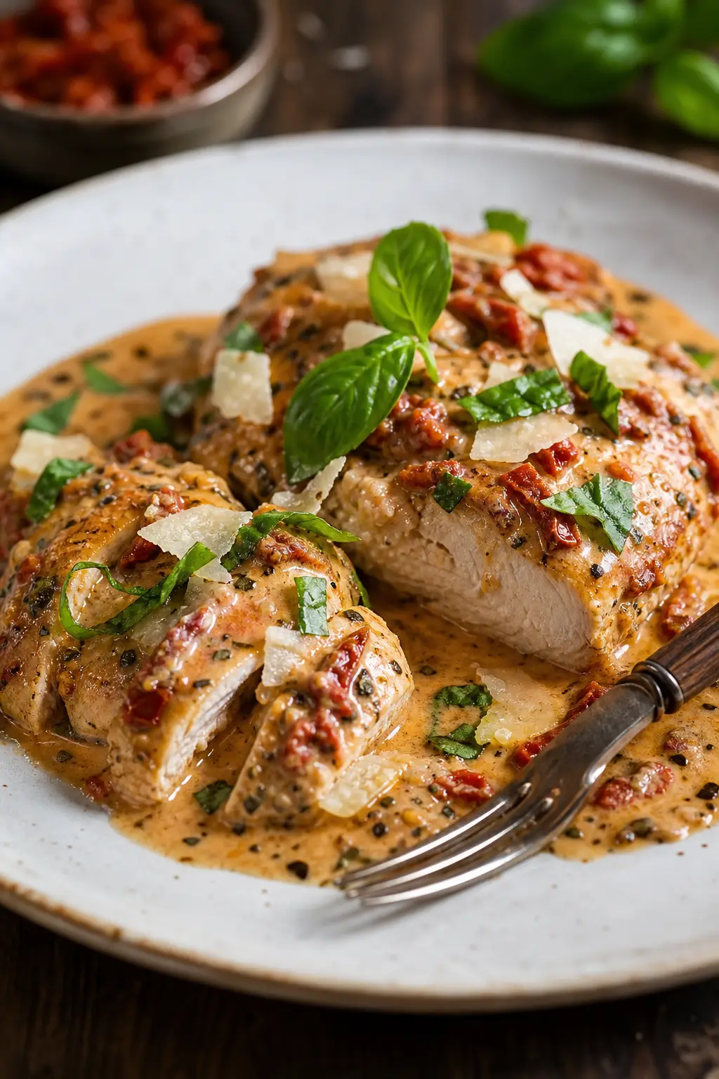 marry me chicken served on white plate