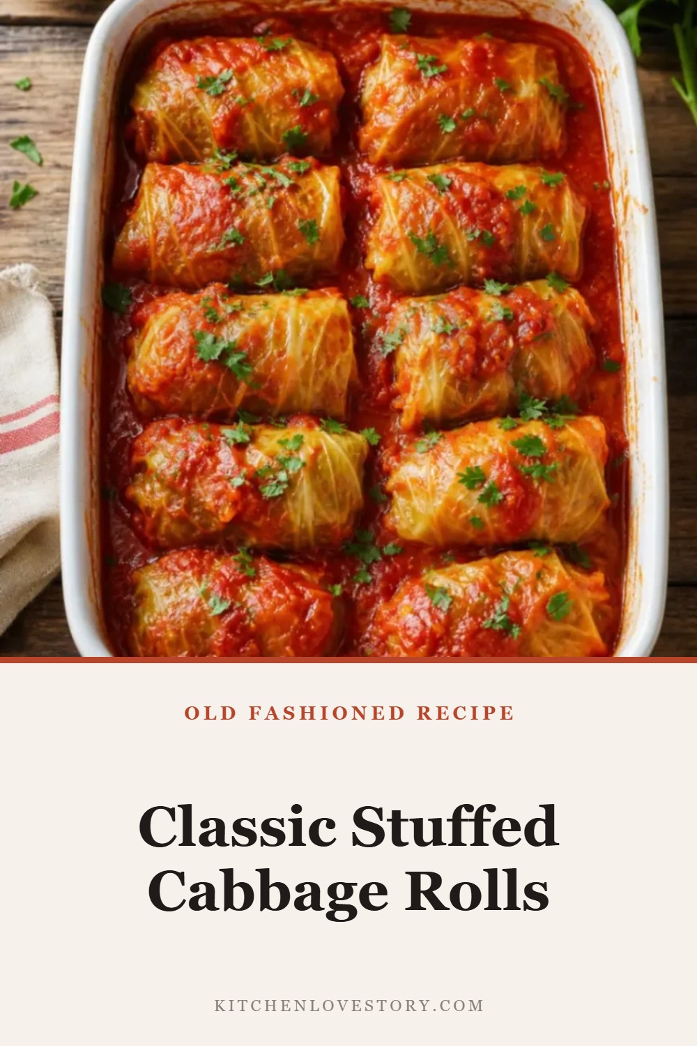 Classic Stuffed Cabbage Rolls — Old Fashioned Recipe. Easy comfort food recipe from Kitchen Love Story.