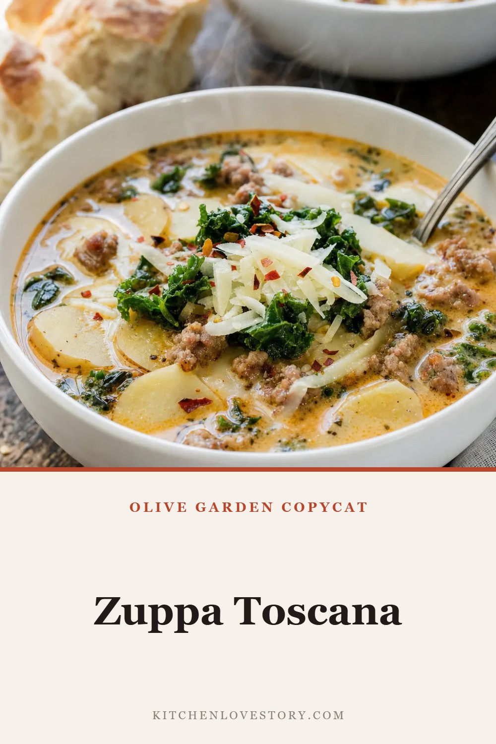 Zuppa Toscana — Olive Garden Copycat. Easy comfort food recipe from Kitchen Love Story.